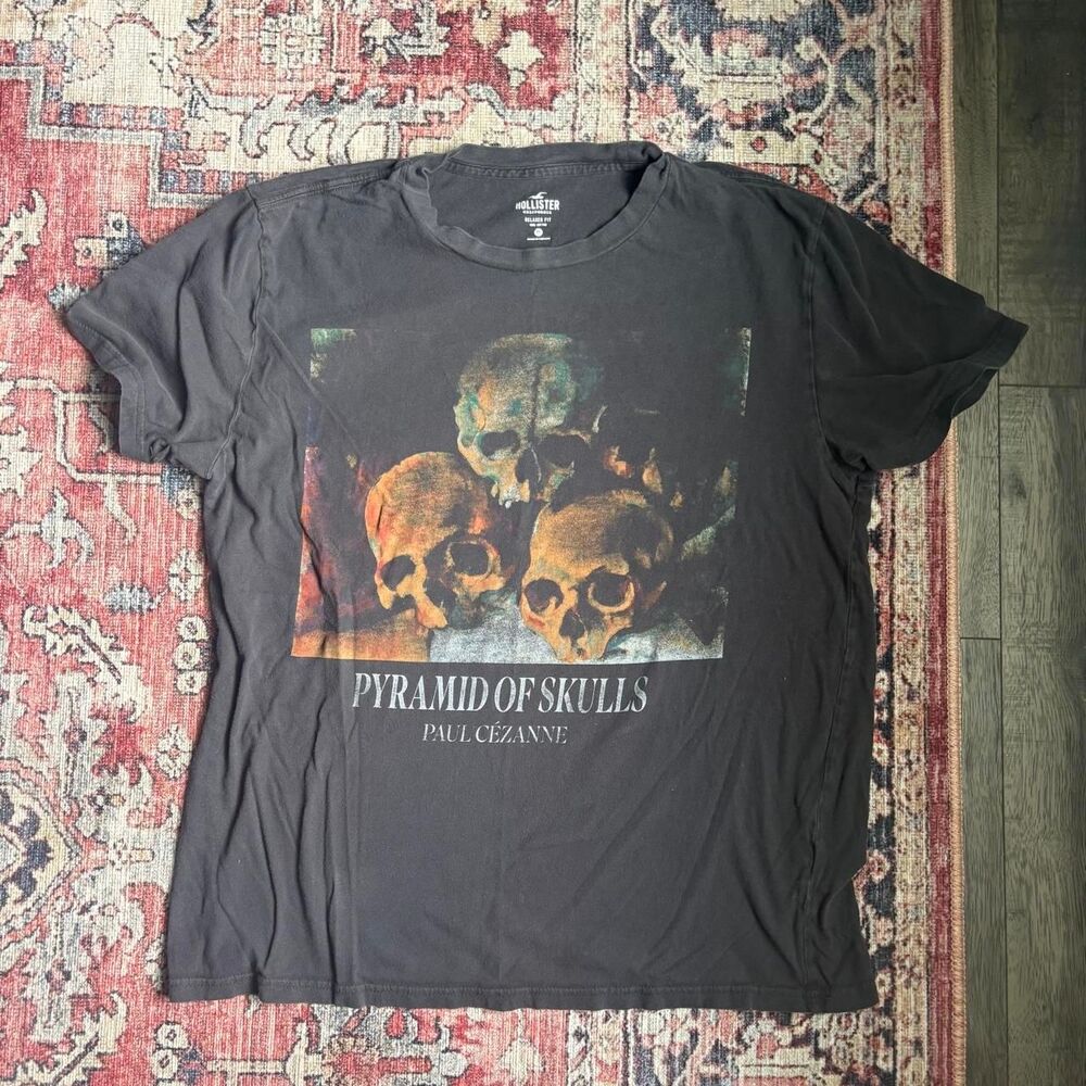 Hollister-co Men's Black and Grey T-shirt